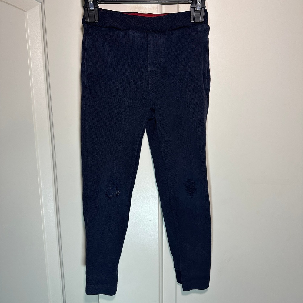 Jacadi Paris Jogger Pants Distressed Knee Navy Blue Athleisure Size 5A 110cm‎